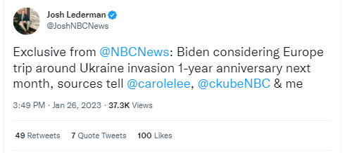 Байден планирует визит в Европу к годовщине вторжения РФ в Украину – NBC
