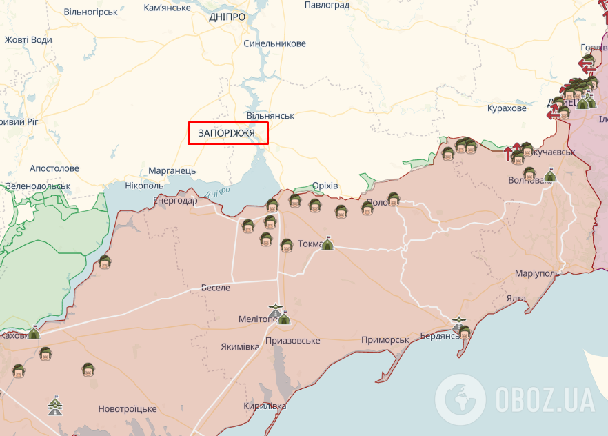 Линия фронта в районе Запорожья. 27 января 2023 года