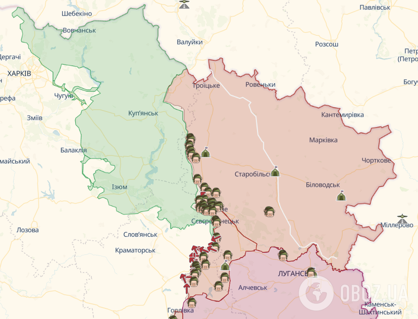 Линия фронта в Луганской области