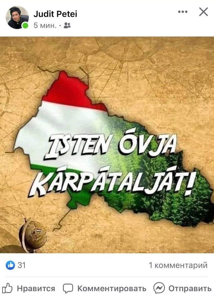 Депутатка Закарпатської облради опублікувала мапу області під прапором Угорщини та заявила про фейк. Фото