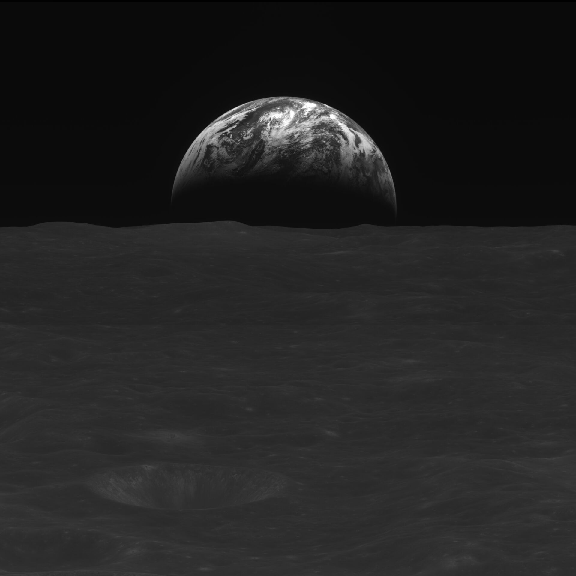 Вид на Землю с орбиты Луны 31 декабря