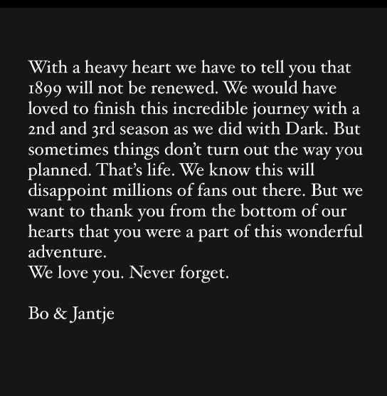 Серіал "1899" офіційно закрили після першого сезону: шоуранери "Пітьми" планували продовжити його