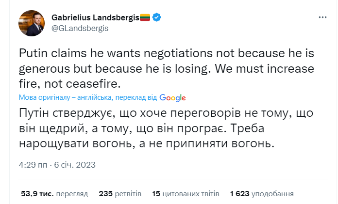 У цьому переконаний міністр закордонних справ Литви Габріелюс Ландсбергіс.