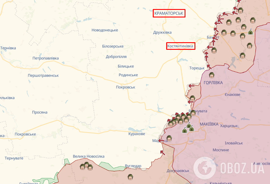 Краматорськ та Костянтинівка.