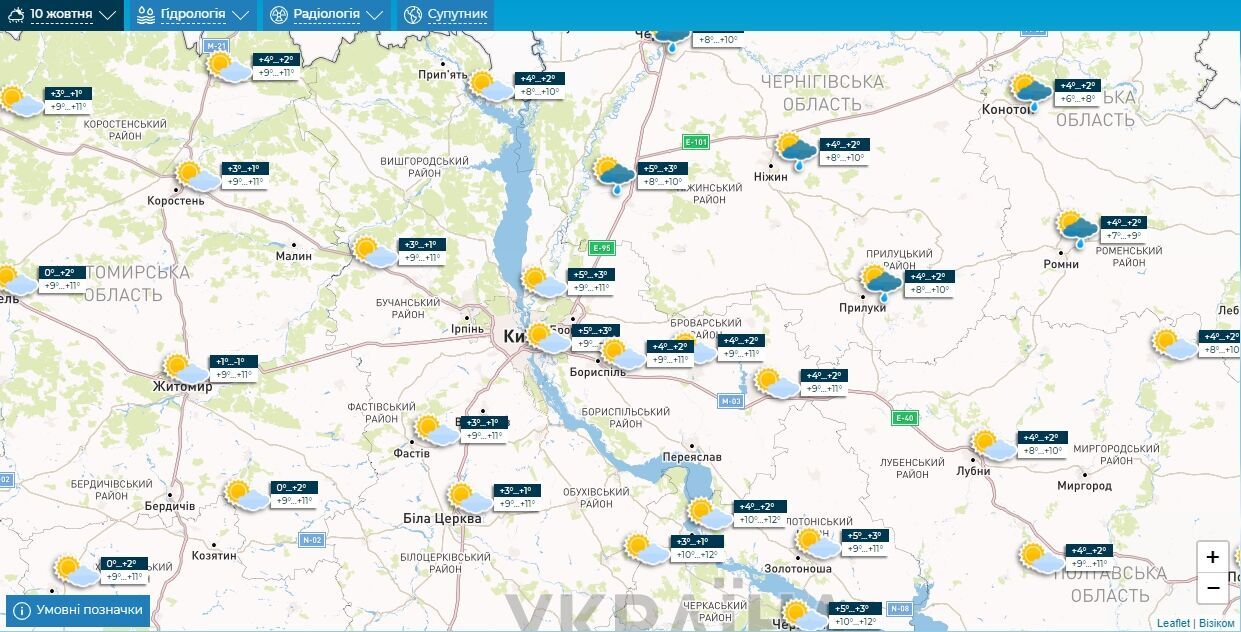 Мінлива хмарність та до +12°С: детальний прогноз погоди по Київщині на 10 жовтня