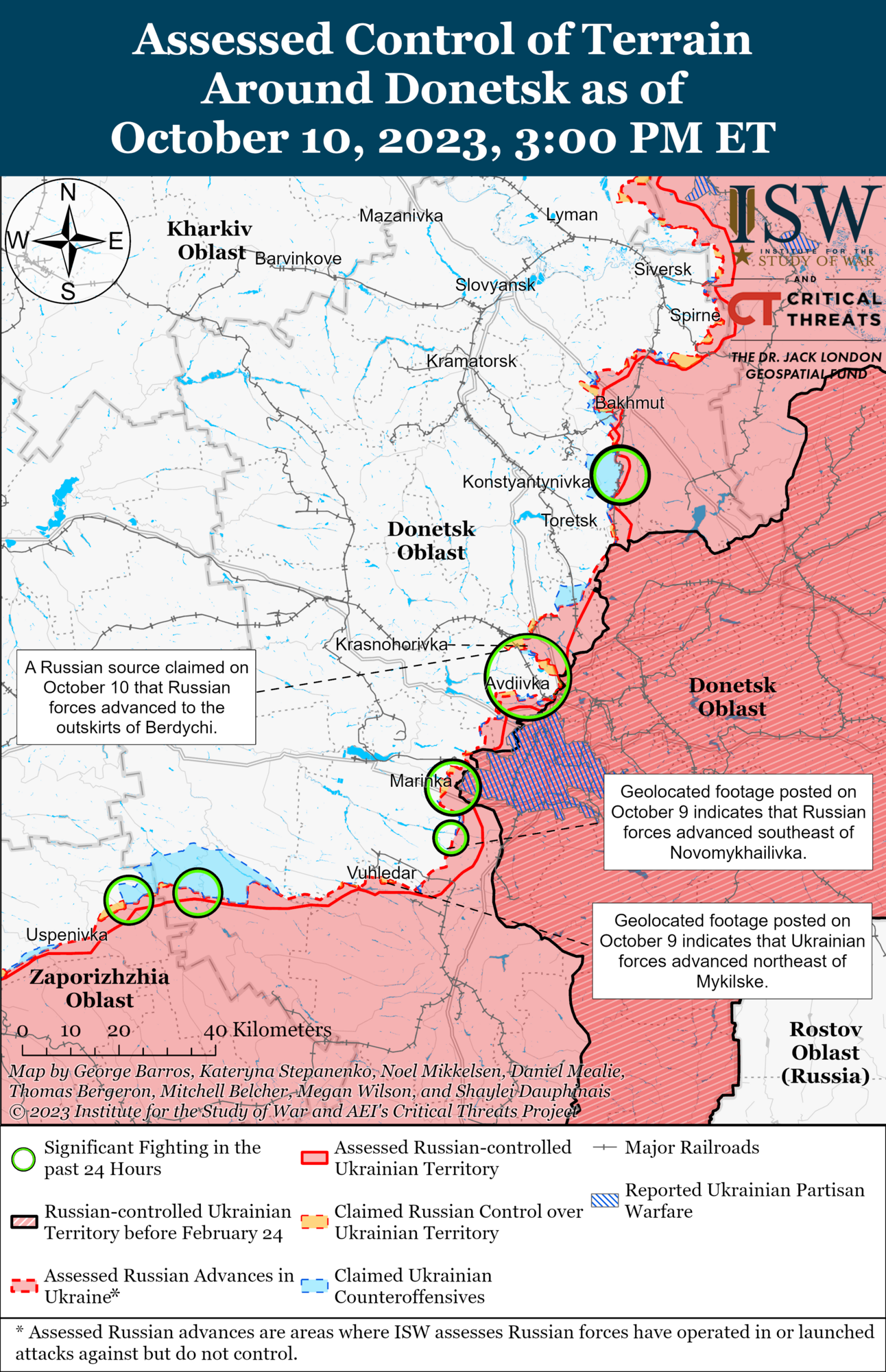 Війська РФ почали локальні наступальні операції в районі Авдіївки і Оріхова: в ISW назвали головну мету окупантів. Карта