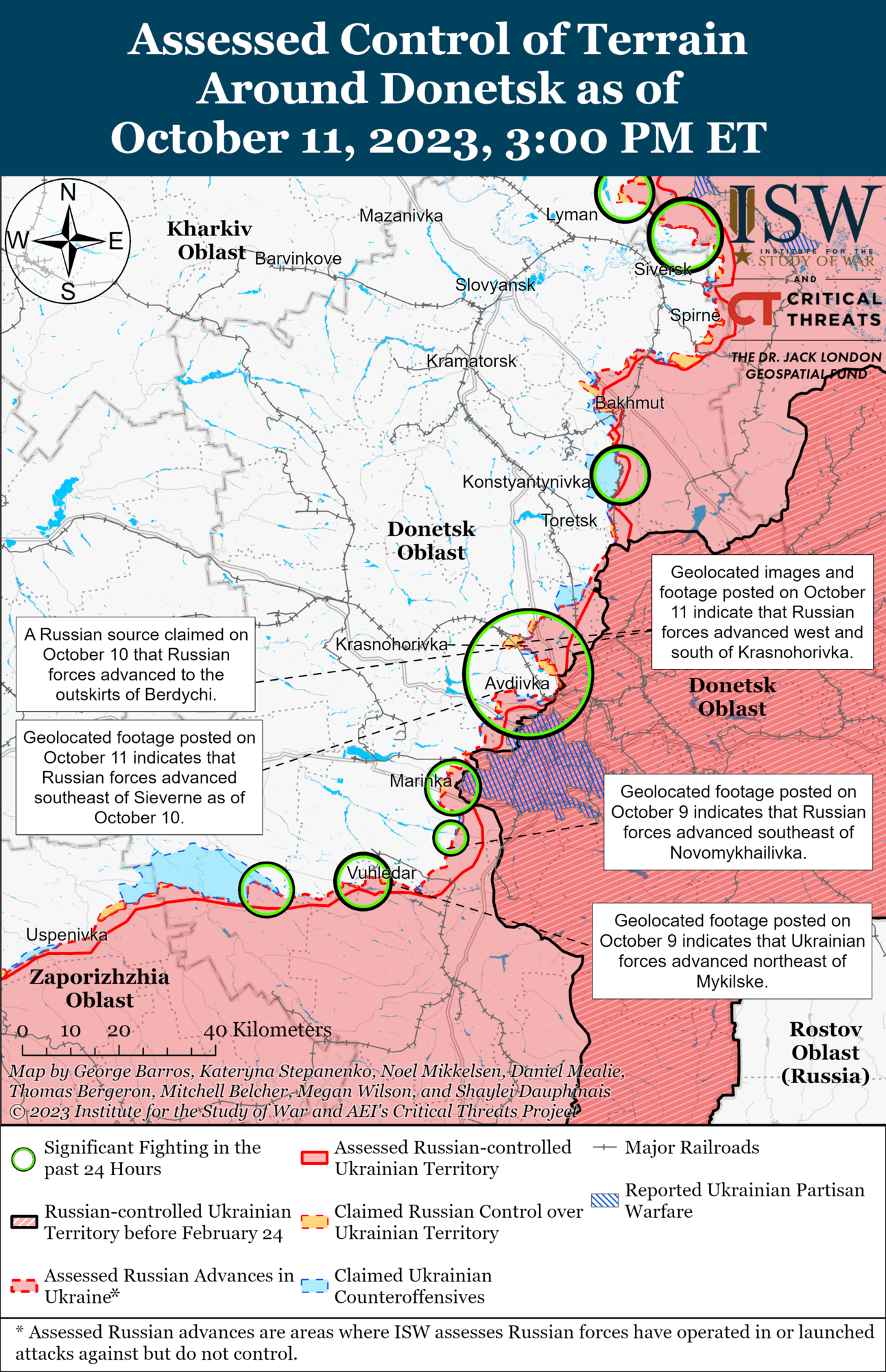 Карта боевых действий в Донецкой области