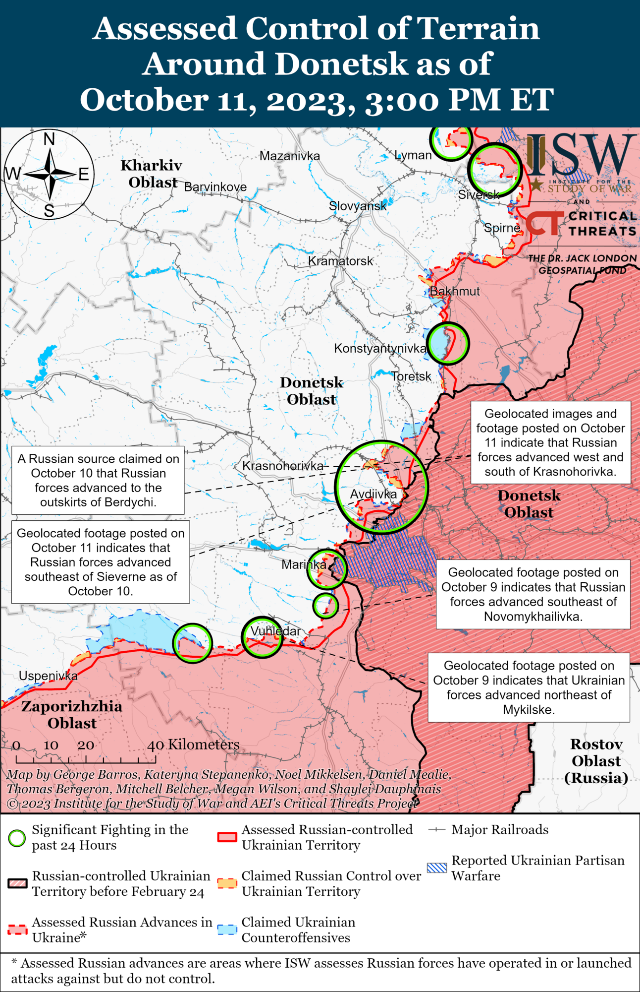 Карта бойових дій у Донецькій області