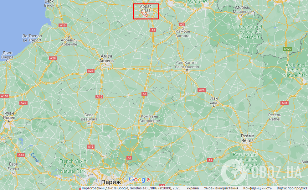 Аррас (Франция) на карте