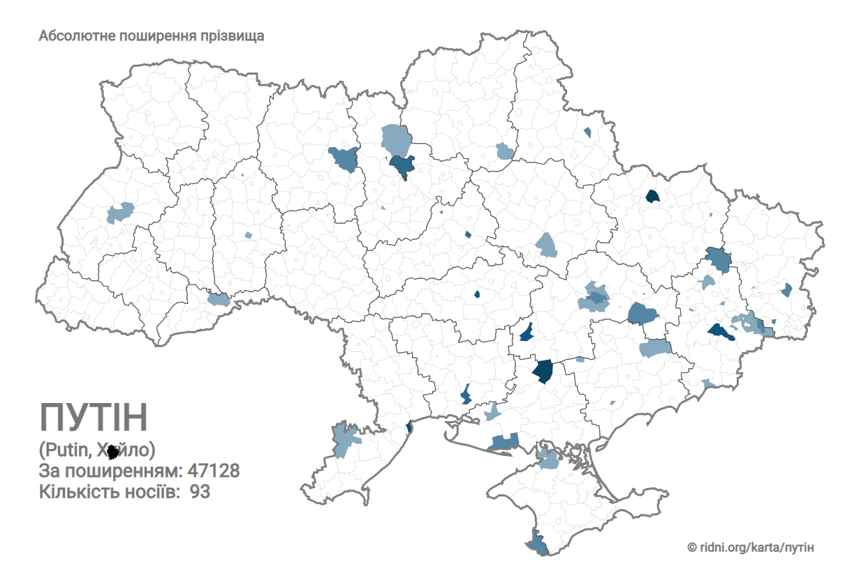 Сколько людей в Украине имеют фамилию Путин: где она распространена