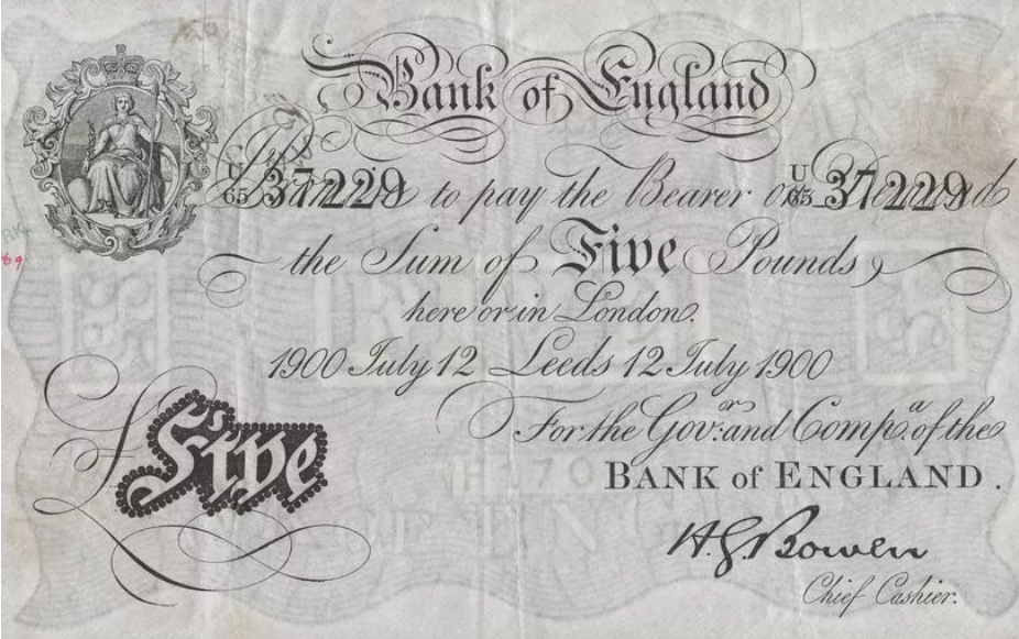 У Великій Британії на аукціоні продали банкноту в 5 фунтів стерлінгів за 32 тис. фунтів