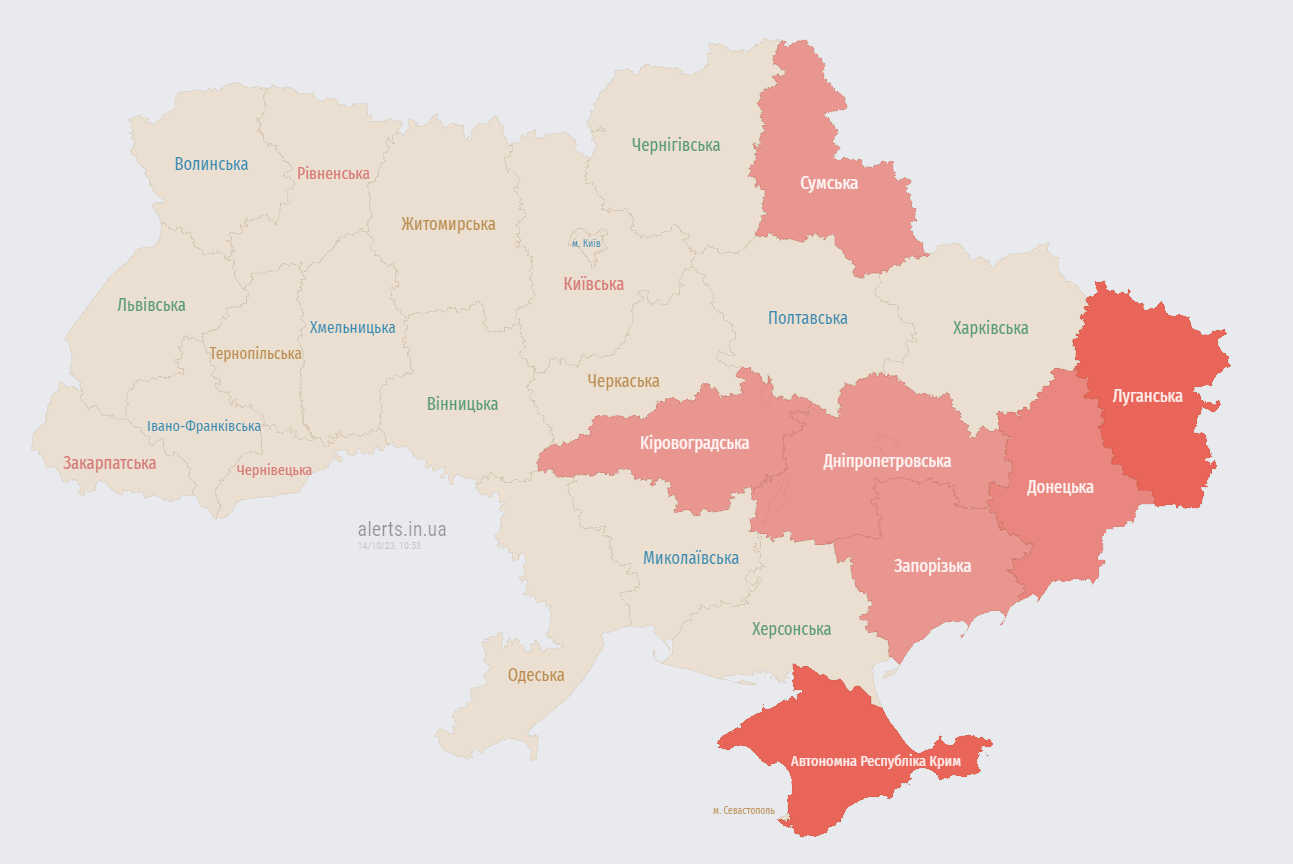 У частині областей України оголошували повітряну тривогу: була загроза балістики