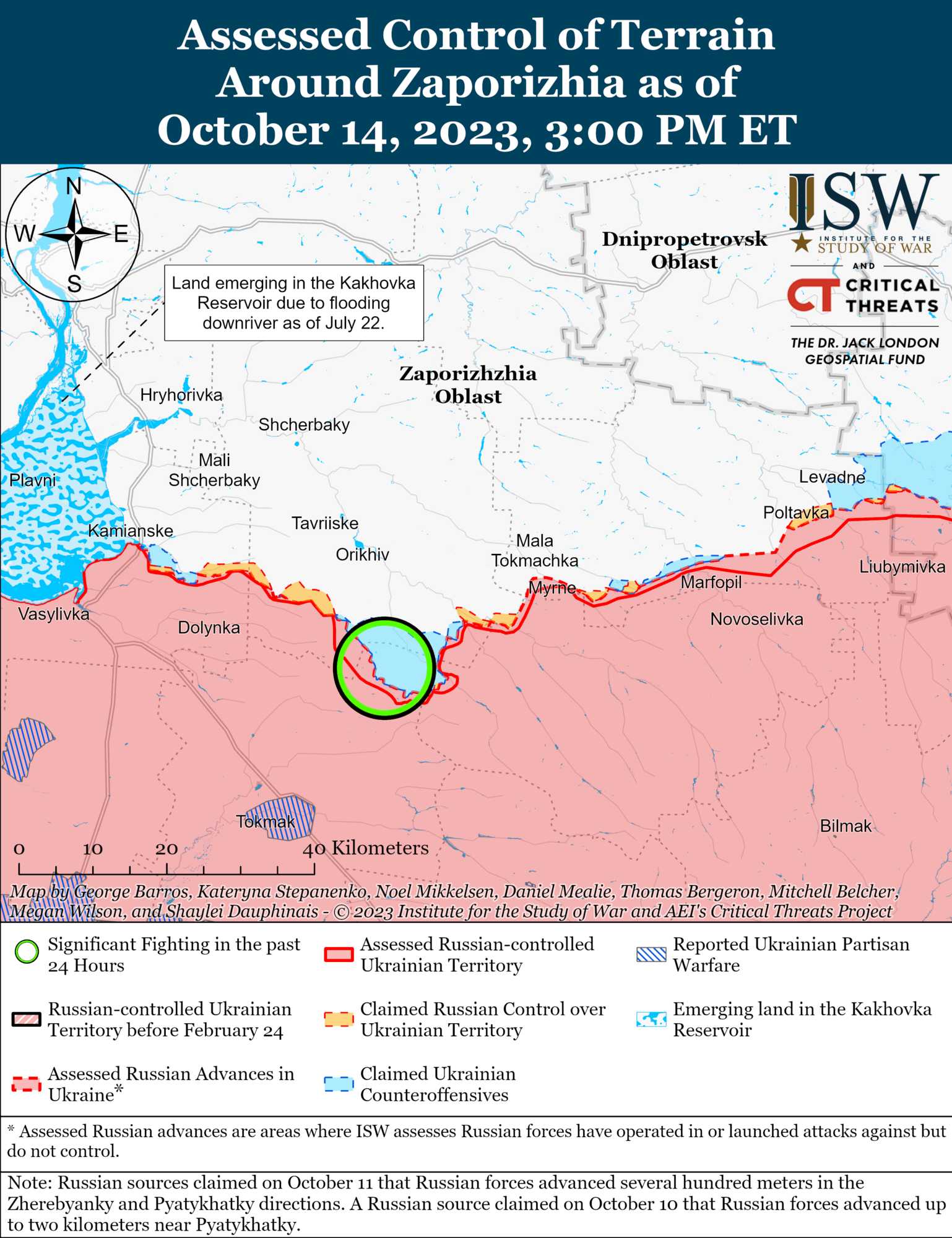 Карта боевых действий в Запорожской области