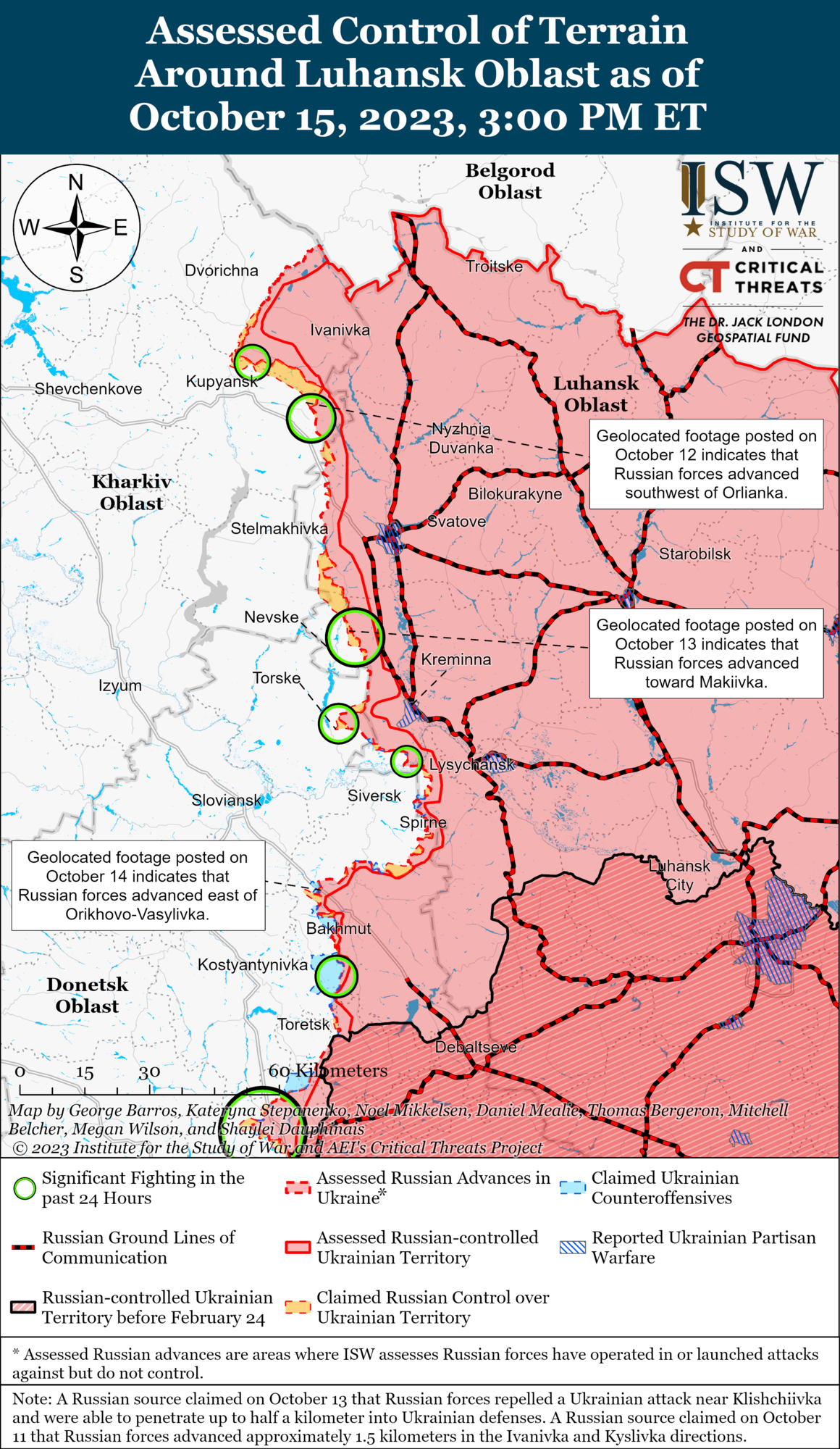 Карта бойових дій на Харківщині та Луганщині