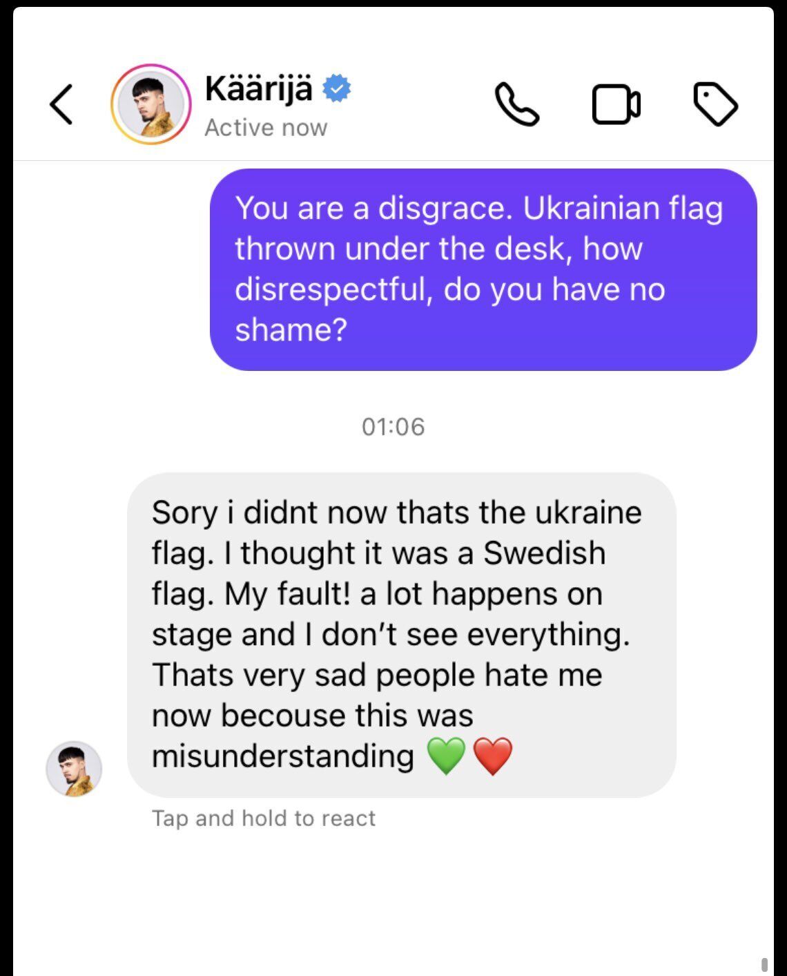 Участник Евровидения-2023 от Финляндии включил дурачка после надругательства над флагом Украины в Эстонии