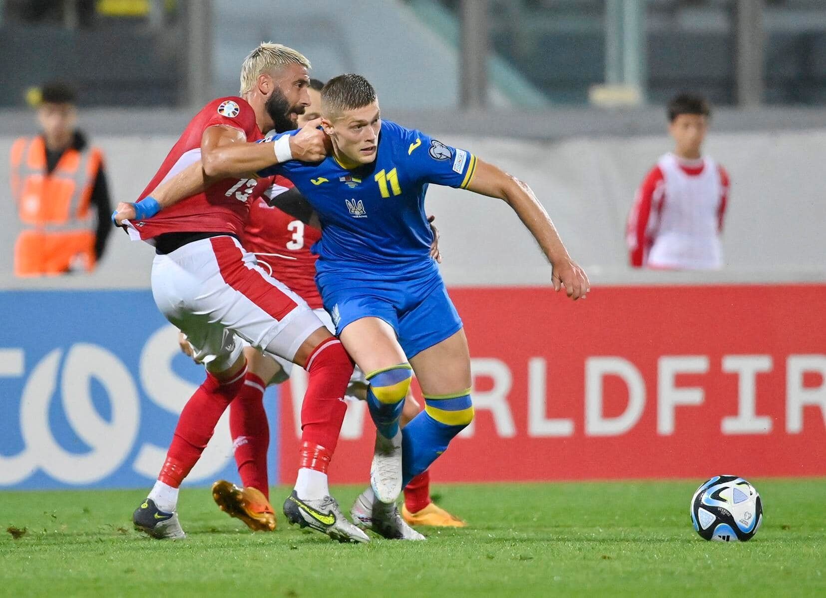 Тренер Мальты сделал Мудрика виновником поражения от Украины в отборе Евро-2024
