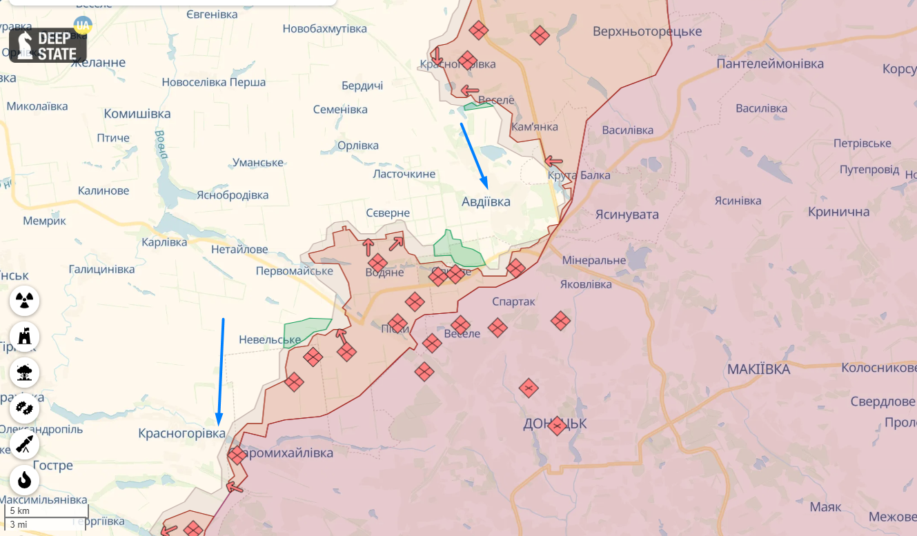 Окупанти відновили штурмові дії з Красногорівки: в DeepState розповіли про перебіг боїв. Карта