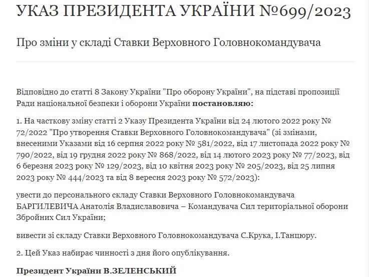 Зеленський змінив склад Ставки верховного головнокомандувача