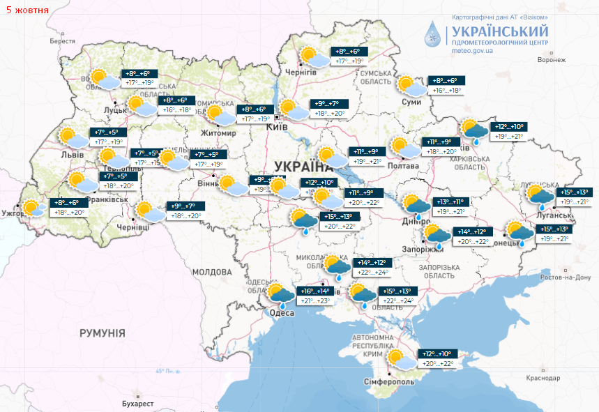 Погода по Украине 5 октября