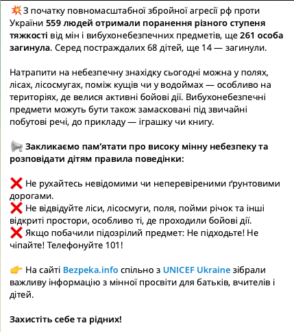 В Украине от мин погиб 261 человек: россияне маскируют их даже под игрушки и книги