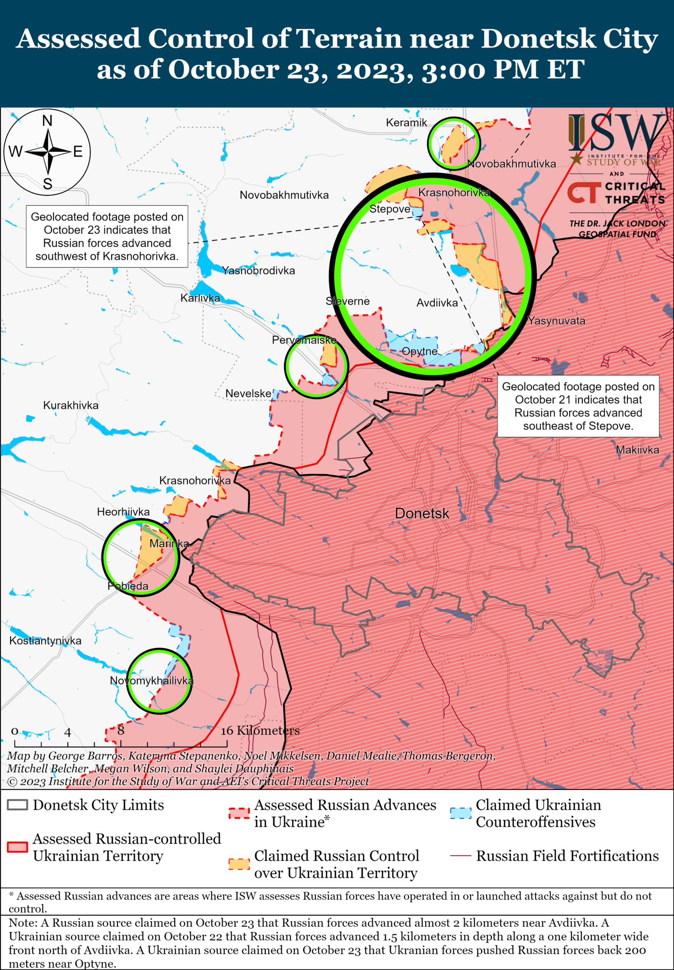 ЗСУ просунулися на південь від Бахмута, війська РФ наступають біля Авдіївки: аналіз бойових дій від ISW