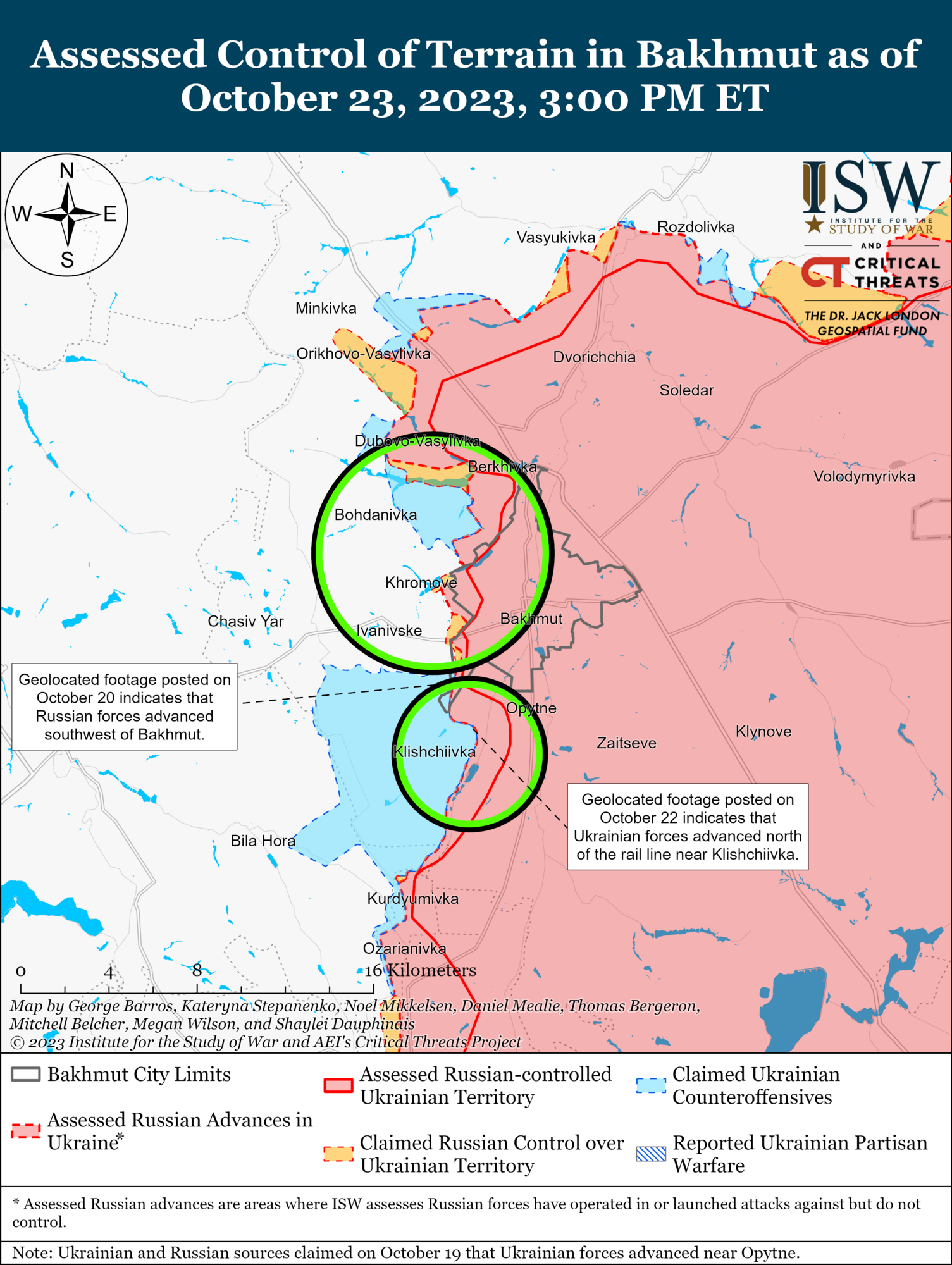 ЗСУ просунулися на південь від Бахмута, війська РФ наступають біля Авдіївки: аналіз бойових дій від ISW