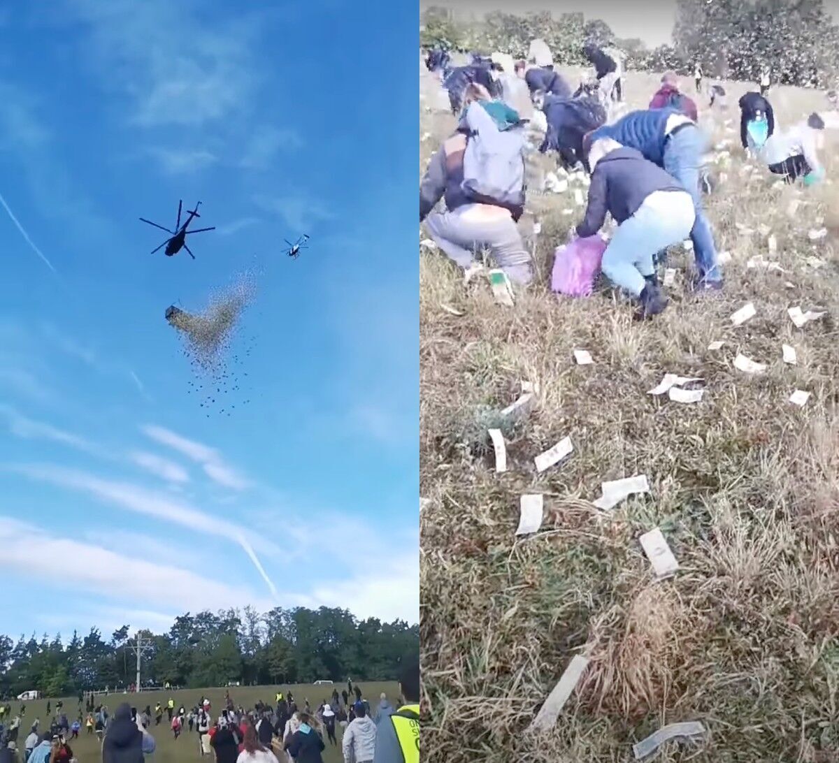У Чехії з гелікоптера скинули мільйон доларів: тисячі людей збирали гроші в поліетиленові пакети. Відео