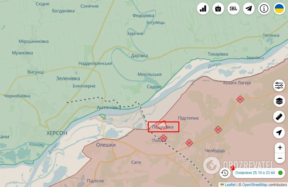 Село Песчановка Херсонской области на карте