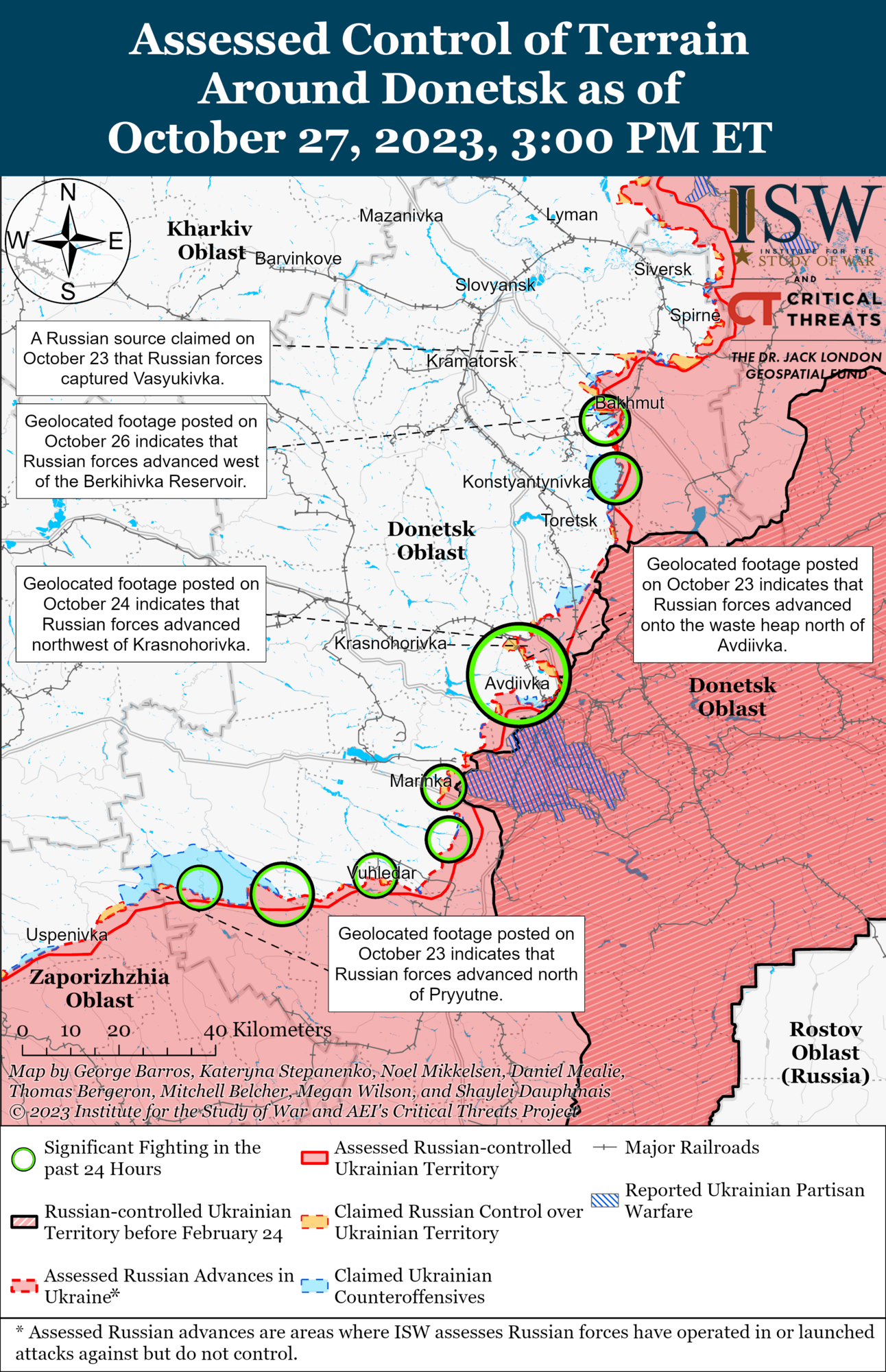 ЗСУ ведуть наступ у районі Бахмута і на заході Запорізької області, окупанти намагаються перехопити ініціативу на Донеччині – ISW