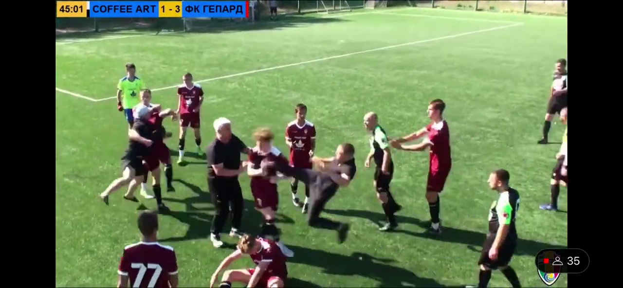 Украинские футболисты организовали жестокую массовую драку с элементами кунг-фу. Видео