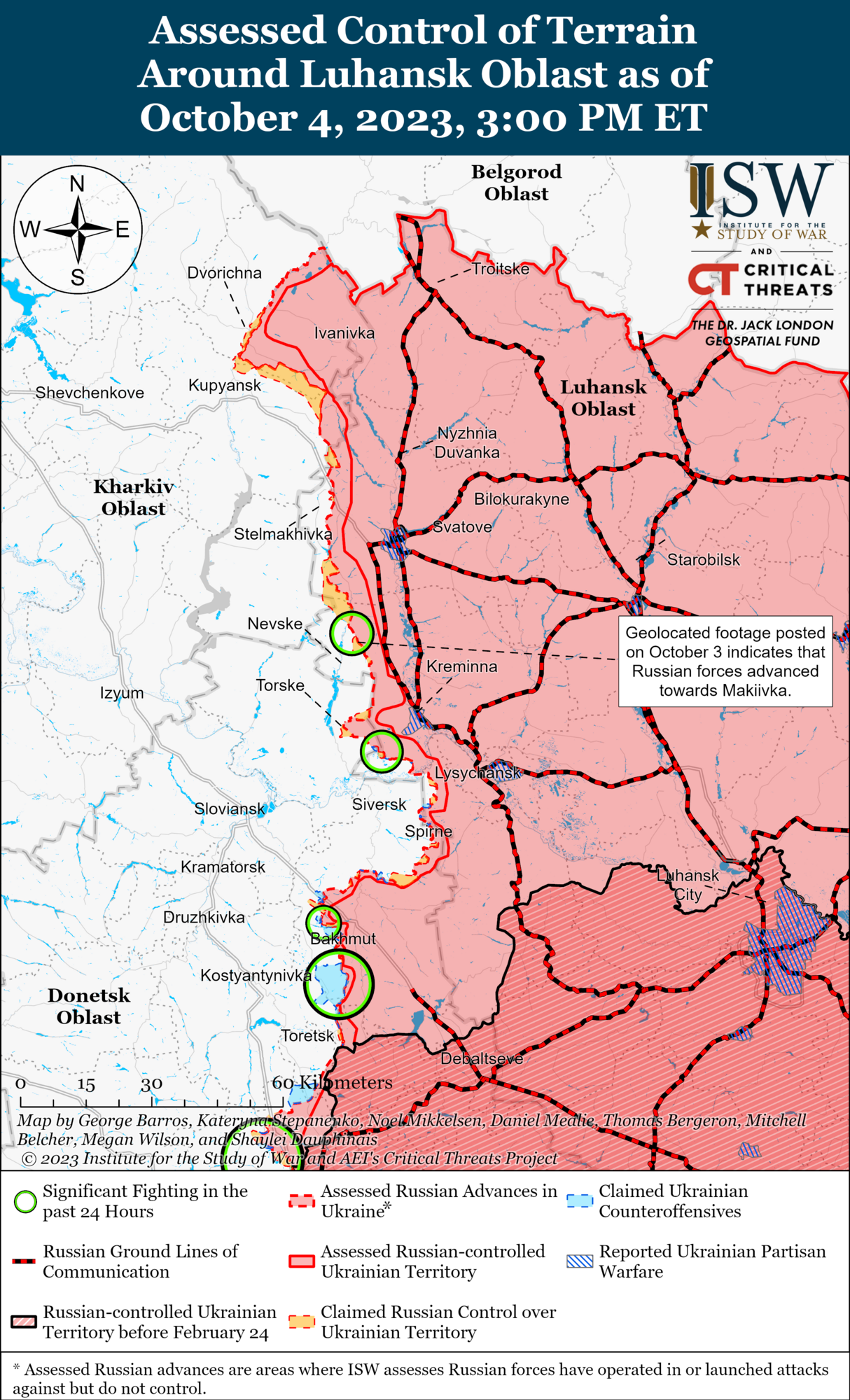 Карта линии фронта. Харьковская и Луганская области.