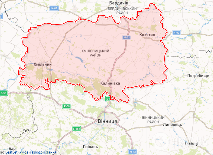 Хмільницький район Вінниччини. Карта.