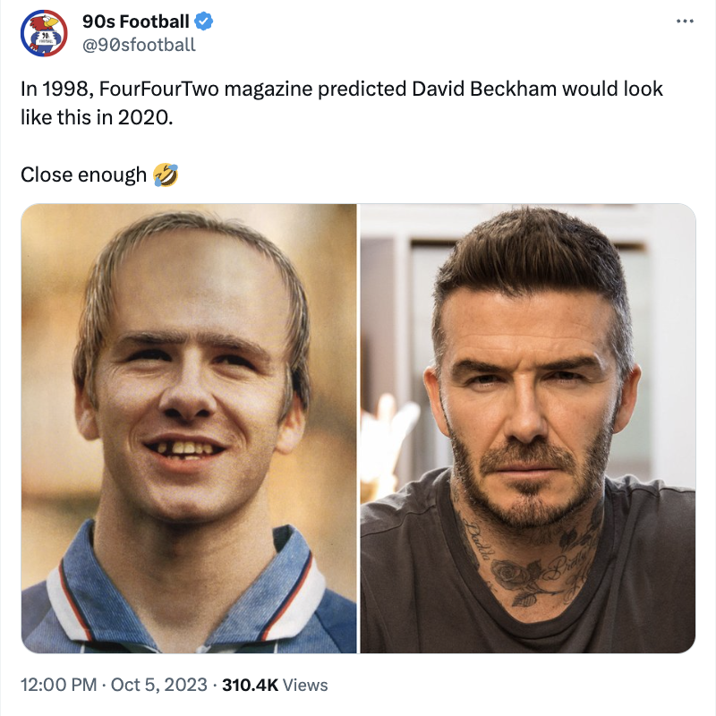 Почти лысый и без зуба: как футбольный журнал FourFourTwo "облажался" с прогнозом относительно Дэвида Бекхэма