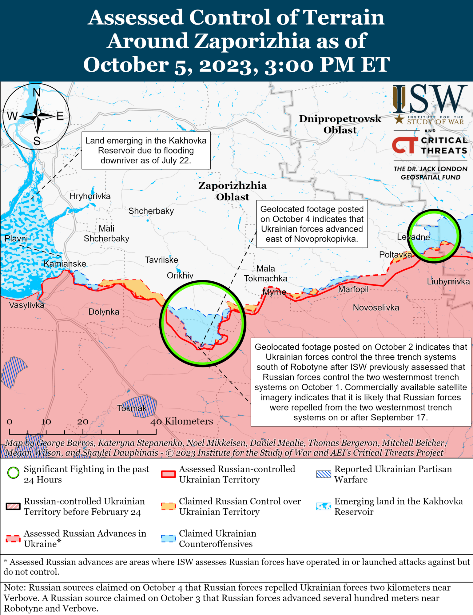 Линия фронта в Запорожской области