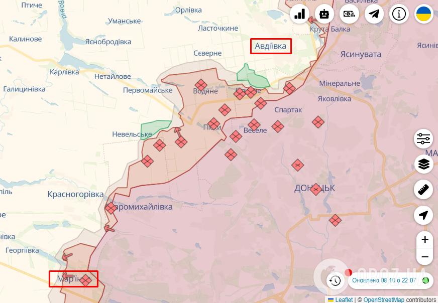 Авдіївка та Мар'їнка Донецької області