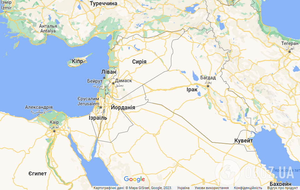 Ирак и Сирия на карте