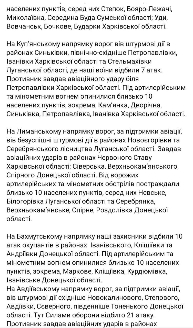 ЗСУ завдали 19 ударів по районах зосередження армії РФ за добу: на фронті відбулося 59 бойових зіткнень – Генштаб