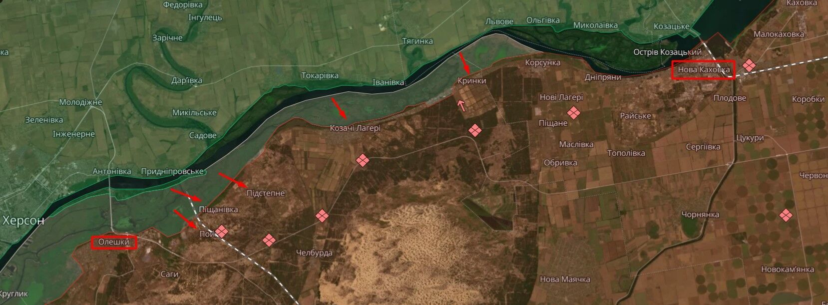 Операции ВСУ на левобережье Херсона стали вызовом для войск РФ: в ISW рассказали о ситуации. Карта
