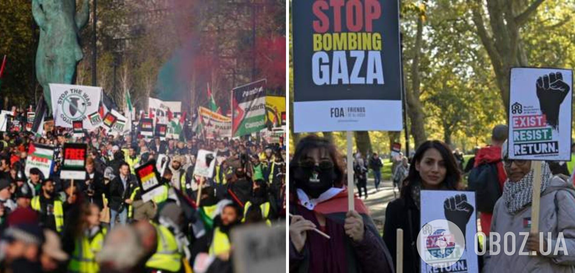 В Лондоне более 300 тысяч человек вышли на митинг за Палестину: есть задержанные, Сунак выступил с резким заявлением. Фото