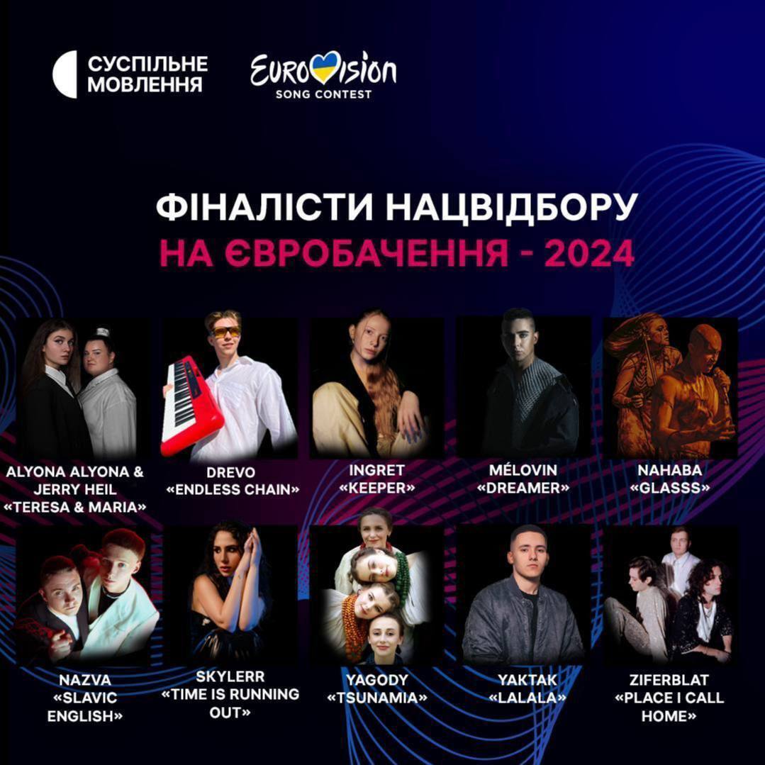 Названы 10 финалистов Нацотбора на Евровидение-2024
