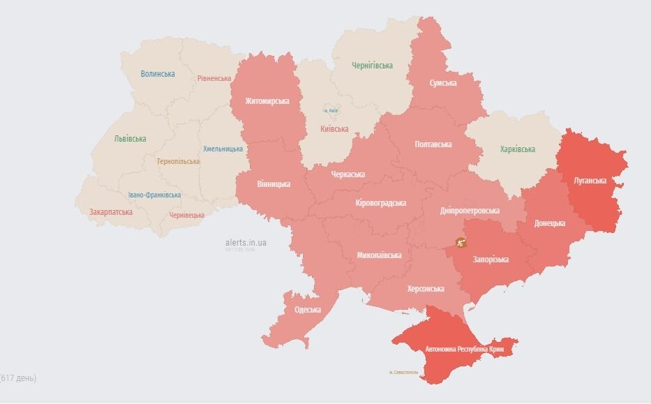 У більшості областей України оголошено повітряну тривогу: є загроза балістики