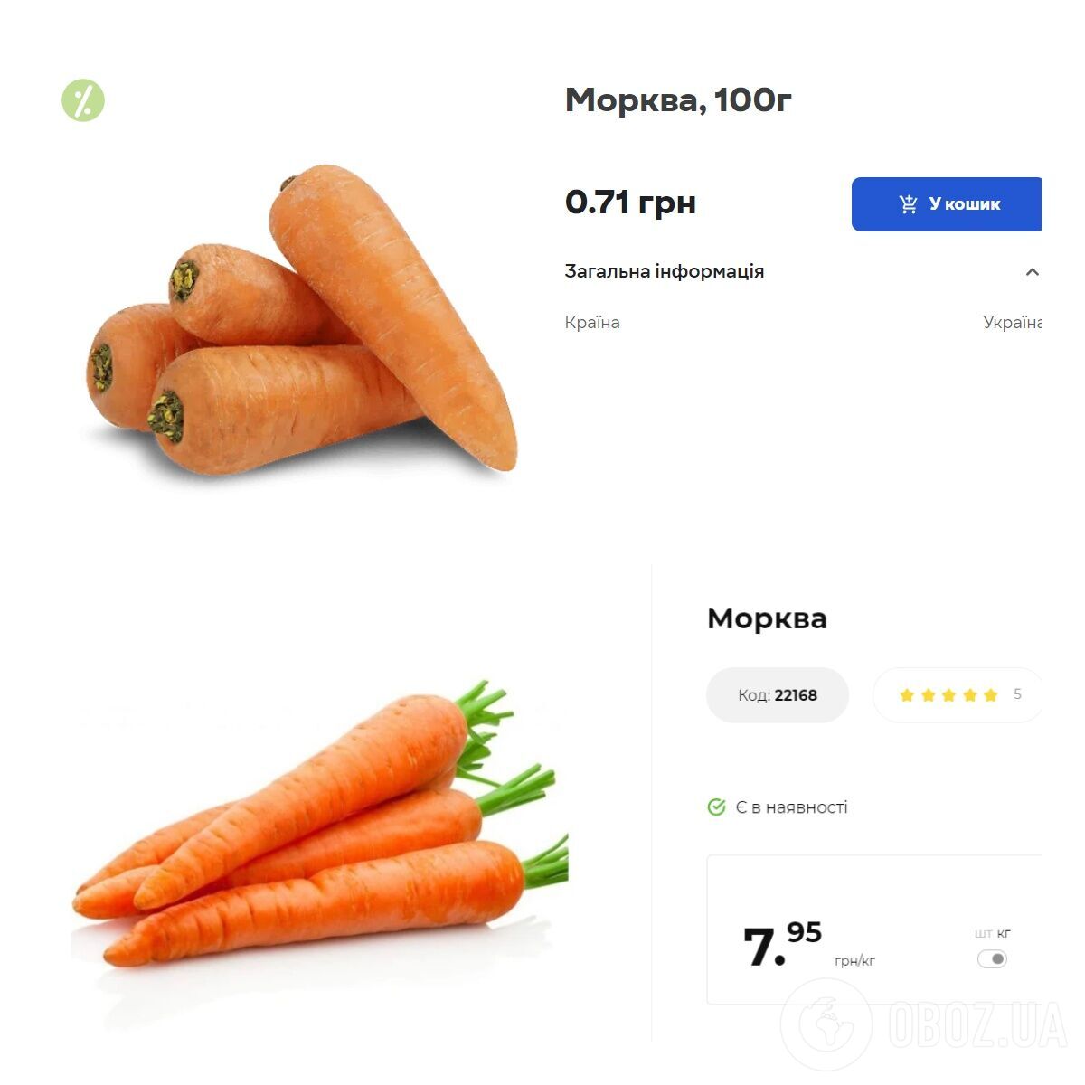 Ціна моркви Сільпо та АТБ