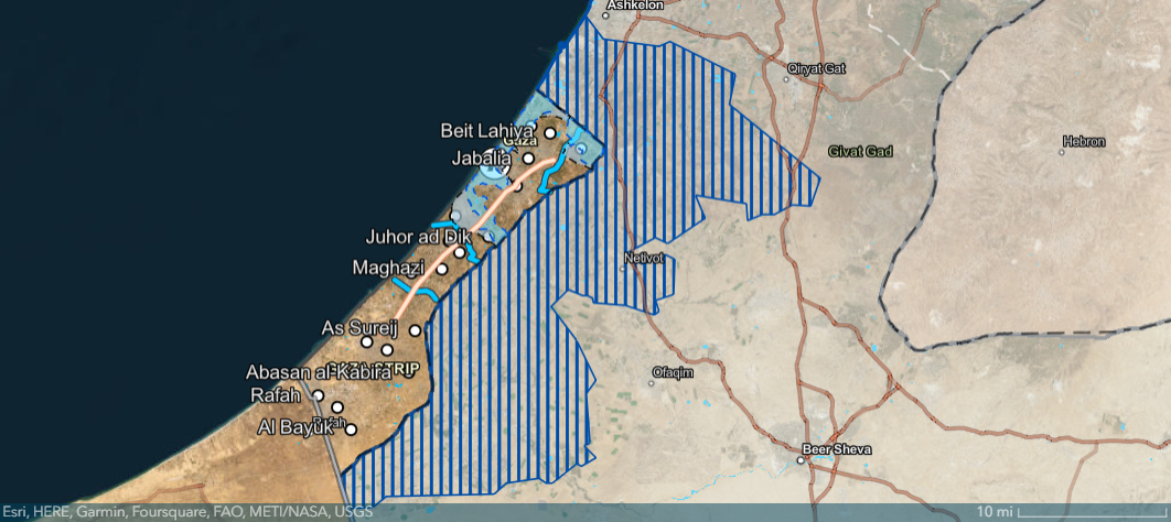 Карта боевых действий в секторе Газа