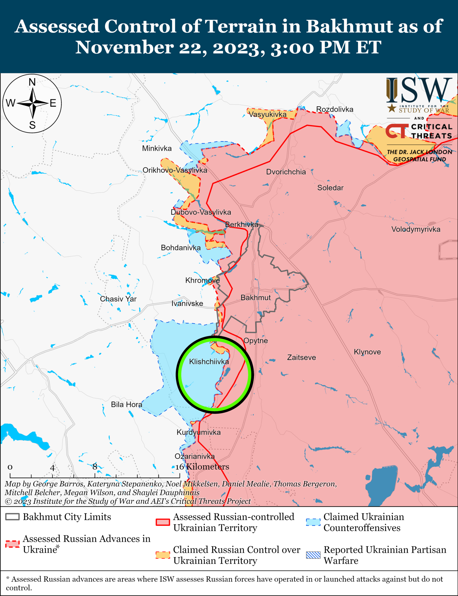 Війська РФ провели атаки в районі Бахмута, ЗСУ утримують низку позицій на лівобережжі Херсонщини – ISW