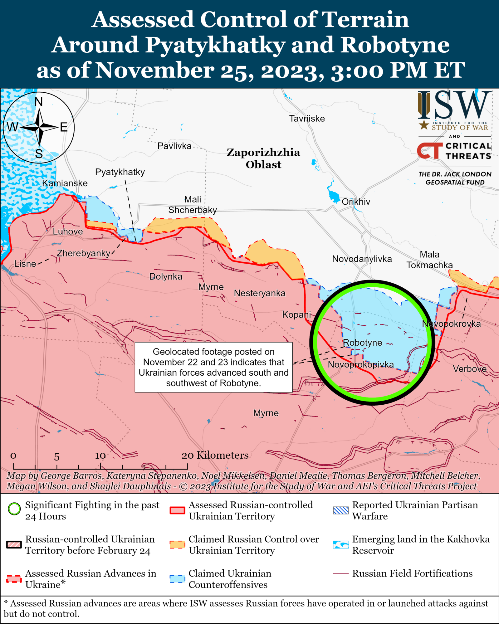 Карта бойових дій у Запорізькій області