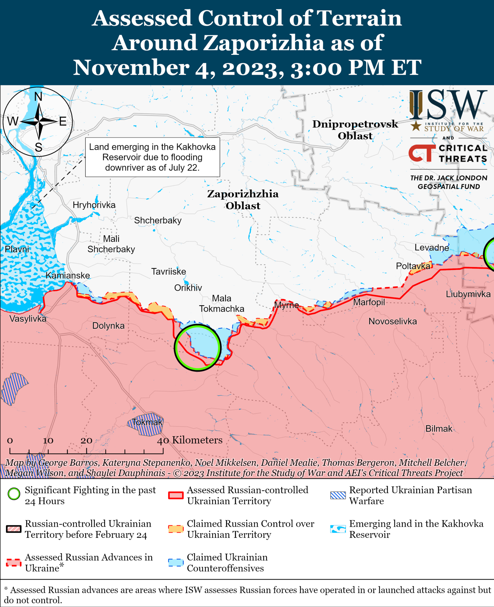 Линия фронта в Запорожской области