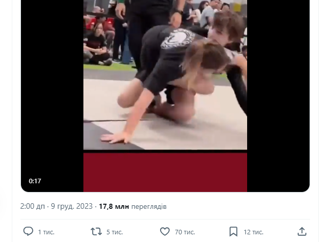 Відео боротьби хлопця та дівчини на турнірі у США зібрало 17 млн переглядів за добу