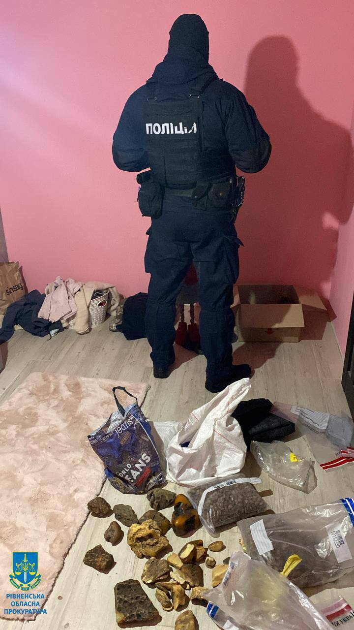 Незаконно накопали понад 100 кг: на Рівненщині правоохоронці викрили групу бурштинокопачів. Фото