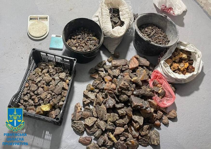 Незаконно накопали более 100 кг: в Ривненской области правоохранители разоблачили группу копателей янтаря. Фото