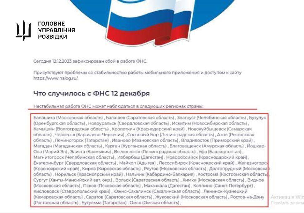 ГУР провело спецоперацию по взлому федеральной налоговой службы РФ: возобновить работу россияне пытаются уже четвертый день